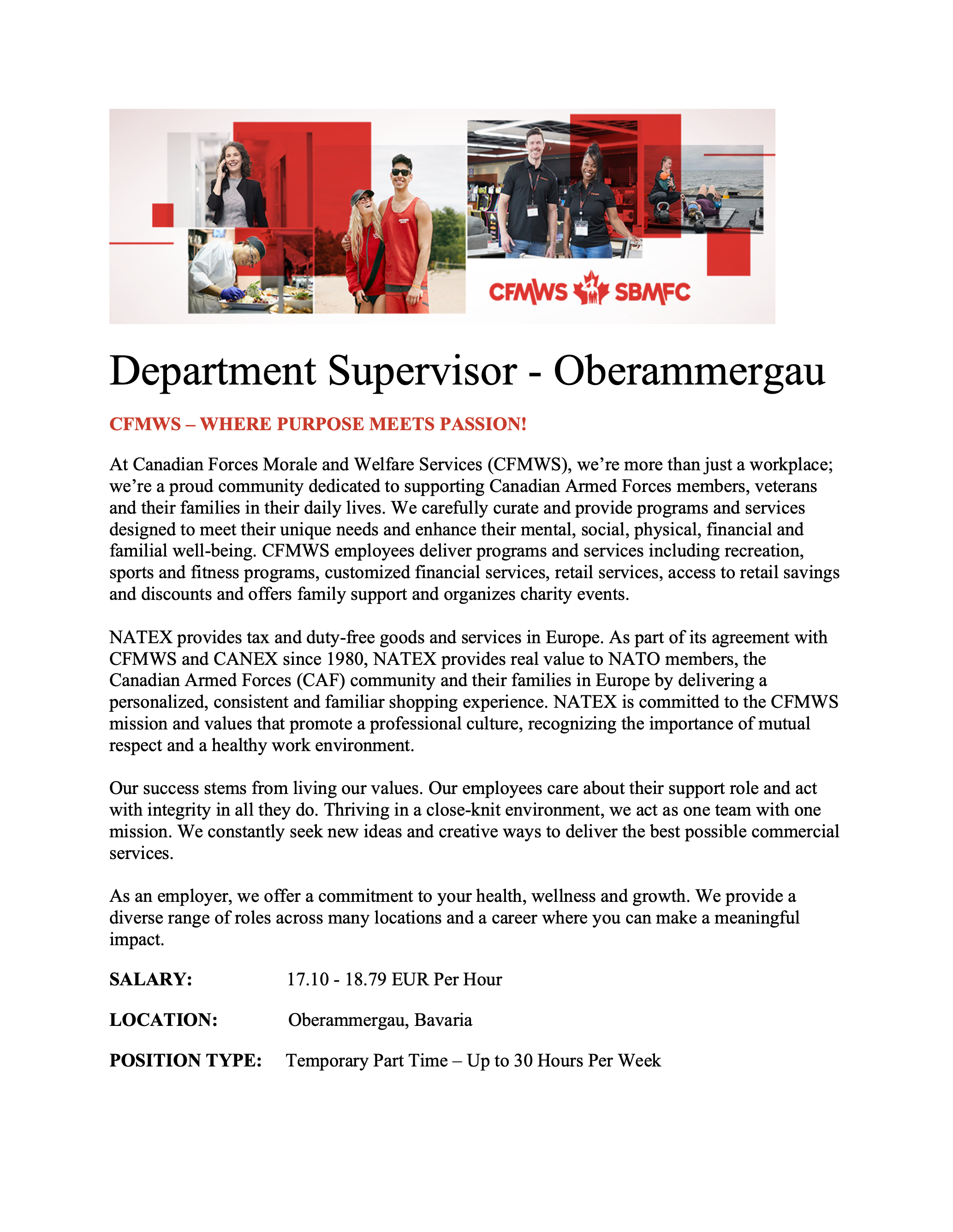 Department Supervisor - Oberammergau | Natex